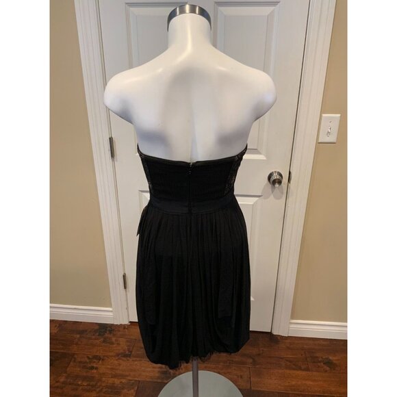 BCBG Max Azria "Kore" Black & Gold Strapless Mini Dress w/ Pleated Skirt, Sz XS - Picture 5 of 6